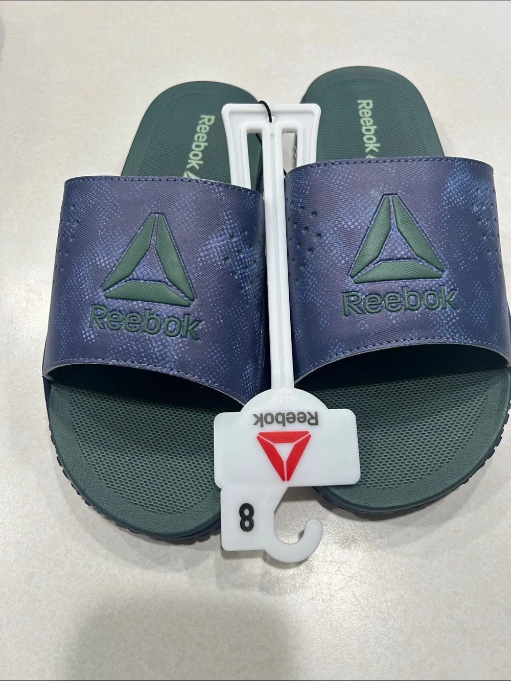 Reebok Men’s Dark Green Slides with Navy Strap